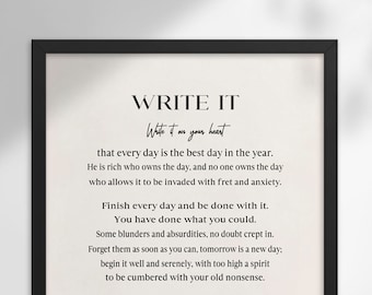 Emerson Quote Print: Write it on Your Heart Framed Art