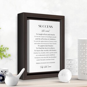 Success Poem Canvas - Quote by Ralph Waldo Emerson, Framed Poem Canvas, Inspirational Saying Wall Art, Literary Quote, Office and Home Decor