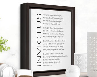 Invictus Poem on Framed Canvas Print by William Ernest Henley, Inspirational Saying Wall Art, Empowering Fathers Day Gift Idea, Gift for Dad