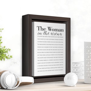 The Woman in the Arena Framed Canvas, Teddy Roosevelt Daring Greatly Quote Paraphrased to Empower Women