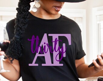 Thirty AF 30th Birthday SVG Cut Files: Funny Bday Card, Shirt, Mug (Digital Download)