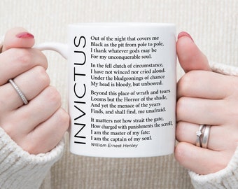 Invictus Poem Quote Coffee Mug, Birthday Graduation or Housewarming Gift Idea for Husband, Boyfriend, Son, Brother, Friend