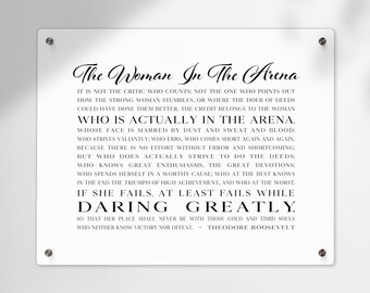 The Woman in the Arena Acrylic Wall Art Panel, Daring Greatly Quote Print, Inspirational Home and Office Decor for Women, Courage Wall Art