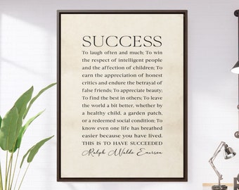 Ralph Waldo Emerson Quote Framed Canvas Art Print: Inspirational Home and Office Wall Decor