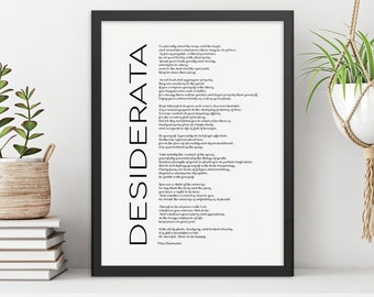 Desiderata Print Framed, Poem by Max Ehrmann - Inspirational Gift, Wall Art Sayings for Office, Boys Room Decor, Quotes for Bedroom