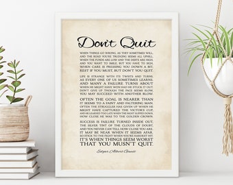 Don't Quit Poem - Etsy