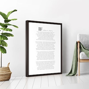 Rudyard Kipling 'If' Poem Art Print: Large Inspirational Framed Canvas - Quote Gift for Son