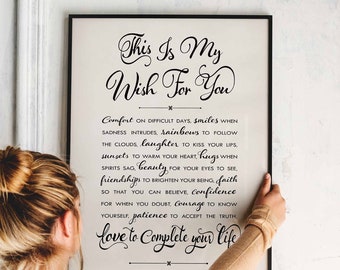 Ralph Waldo Emerson Quote Print, Framed Wall Decor, My Wish For You Art Gift