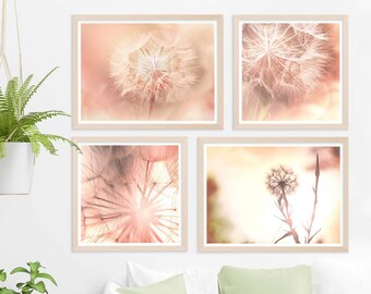 Photography Instant Digital Prints Flower Printable Wall Art Cottagecore Decor Gallery Wall Downloadable Art Pink Dandelion Botanical Prints