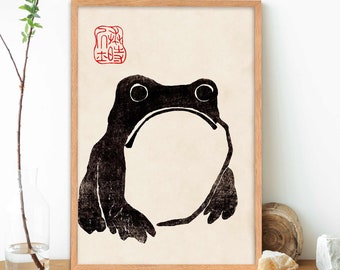 Japanese Frog Prints - Japanese Art by Matsumoto Hoji 1814, Japanese Decor, Wabi Sabi Framed Japanese Prints, Frog Posters, Frog Vintage Art