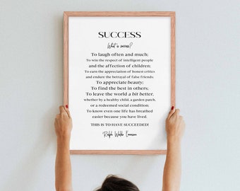 Ralph Waldo Emerson Quote Poster: Success Poem Art Print