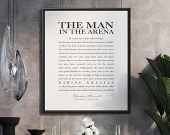 The Man in the Arena Print: Theodore Roosevelt Quote, Framed Canvas
