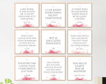 Nine Printable Wall Art Witty Wisdom Funny Quotes Set - Literary Sayings INSTANT DIGITAL DOWNLOAD for Bedroom Home Office or Dorm Room Decor