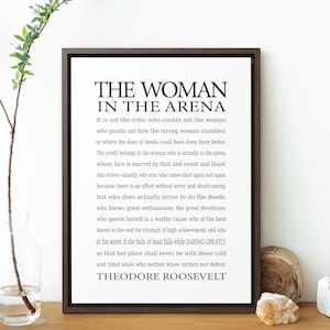 The Woman in the Arena Framed Quote by Theodore Roosevelt - Inspirational Gifts - Gift Idea, Framed Canvas