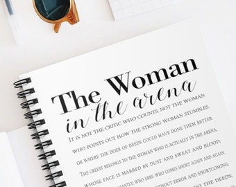 Woman in the Arena Quote Journal, Daring Greatly Theodore Roosevelt Speech, Inspirational Journal, Motivational Gift for Her, Mother's Day