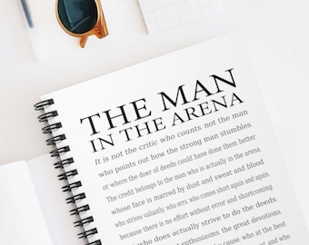 Daring Greatly Quote Journal, The Man in the Arena Motivational Speech by Theodore Roosevelt, Inspirational Quote, Gift for Entrepreneur