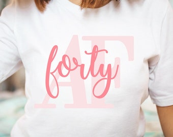 Forty AF svg png jpg Cut Files, 40th Birthday svg, Pink Forty Af Shirt Cut Files, 40 Birthday Card, Funny 40th Bday Gift - INSTANT DOWNLOAD