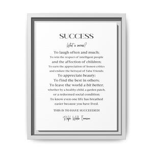 Ralph Waldo Emerson Poem: Success Quote Framed Canvas Art image 3