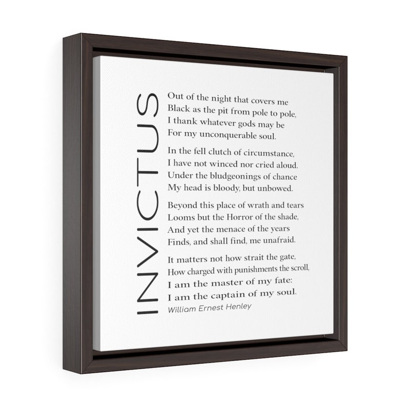 Invictus Poem on Framed Canvas by William Ernest Henley, Inspirational Wall Art, Empowering Gifts for Job Promotion, College Graduation sm zdjęcie 5