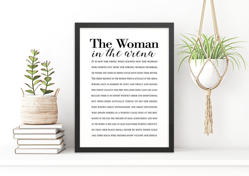 The Woman in the Arena Printable Quote, Daring Greatly Digital Print, INSTANT DOWNLOAD, DYI Mother's Day Gift, Gift for Mom, Teddy Roosevelt image 2