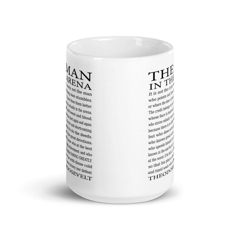 The Man in the Arena Quote Coffee Mug, Daring Greatly Motivational Gift for Him, Christmas Gift Idea for Husband, Brother, Friend image 4
