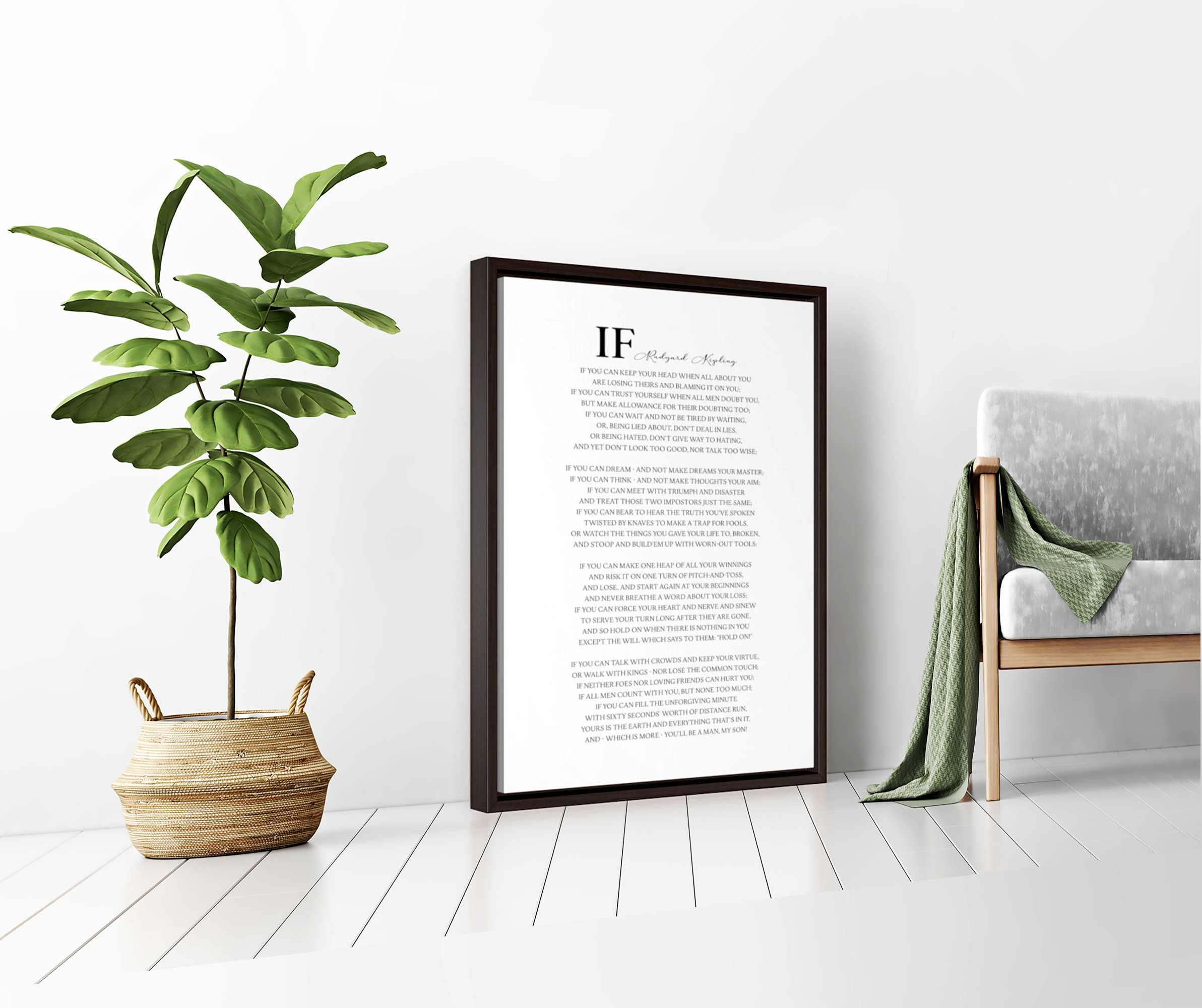 If Poem on Large Framed Canvas Quote Print by Rudyard Etsy