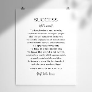 Ralph Waldo Emerson Success Poem Print: Inspirational Literary Art ...