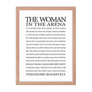 The Woman in the Arena Printable Quote INSTANT DOWNLOAD Daring Greatly Speech by Theodore Roosevelt, Paraphrased to Empower Strong Women image 4