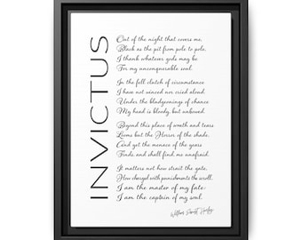 Invictus Poem Framed Canvas: William Ernest Henley Literary Quote