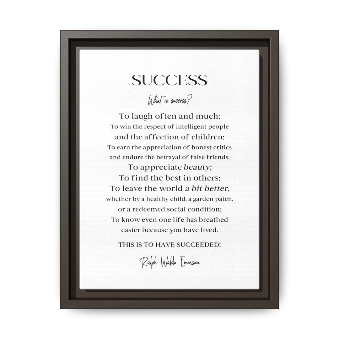 Ralph Waldo Emerson Poem: Success Quote Framed Canvas Art - Etsy