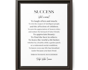 Ralph Waldo Emerson Poem: Success Quote Framed Canvas Art