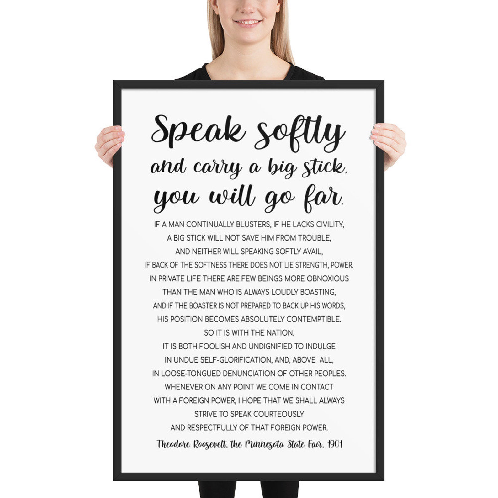 Speak Softly and Carry a Big Stick Framed Quote by Theodore Etsy