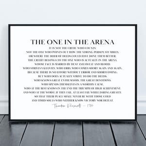 The One in the Arena Printable p- Quote by Theodore Roosevelt - Daring Greatly Digital Print - INSTANT DOWNLOAD - Home and Office Wall Art