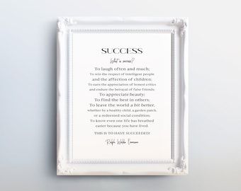 Impresión del poema "El éxito" de Ralph Waldo Emerson: Arte literario inspirador (descarga digital)