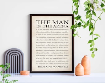 The Man in the Arena Framed Print: Theodore Roosevelt Quote