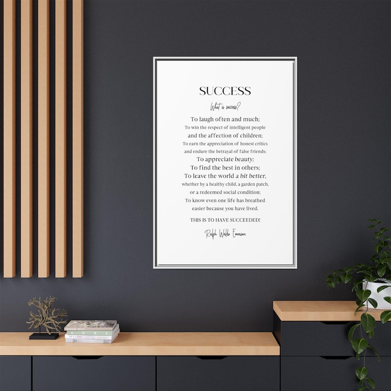 Ralph Waldo Emerson Poem: Success Quote Framed Canvas Art image 9