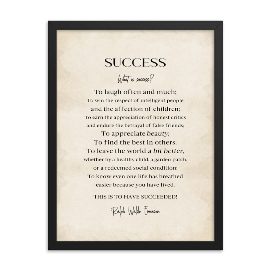 Emerson Success Quote Framed Art Print: Inspirational Office Decor - Etsy