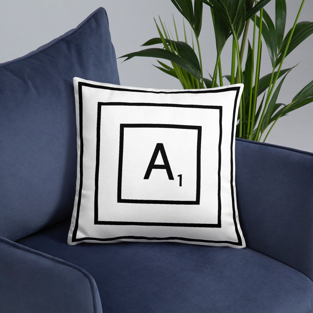 Scrabble Pillow Case And Stuffing Black And White Letters A To Etsy