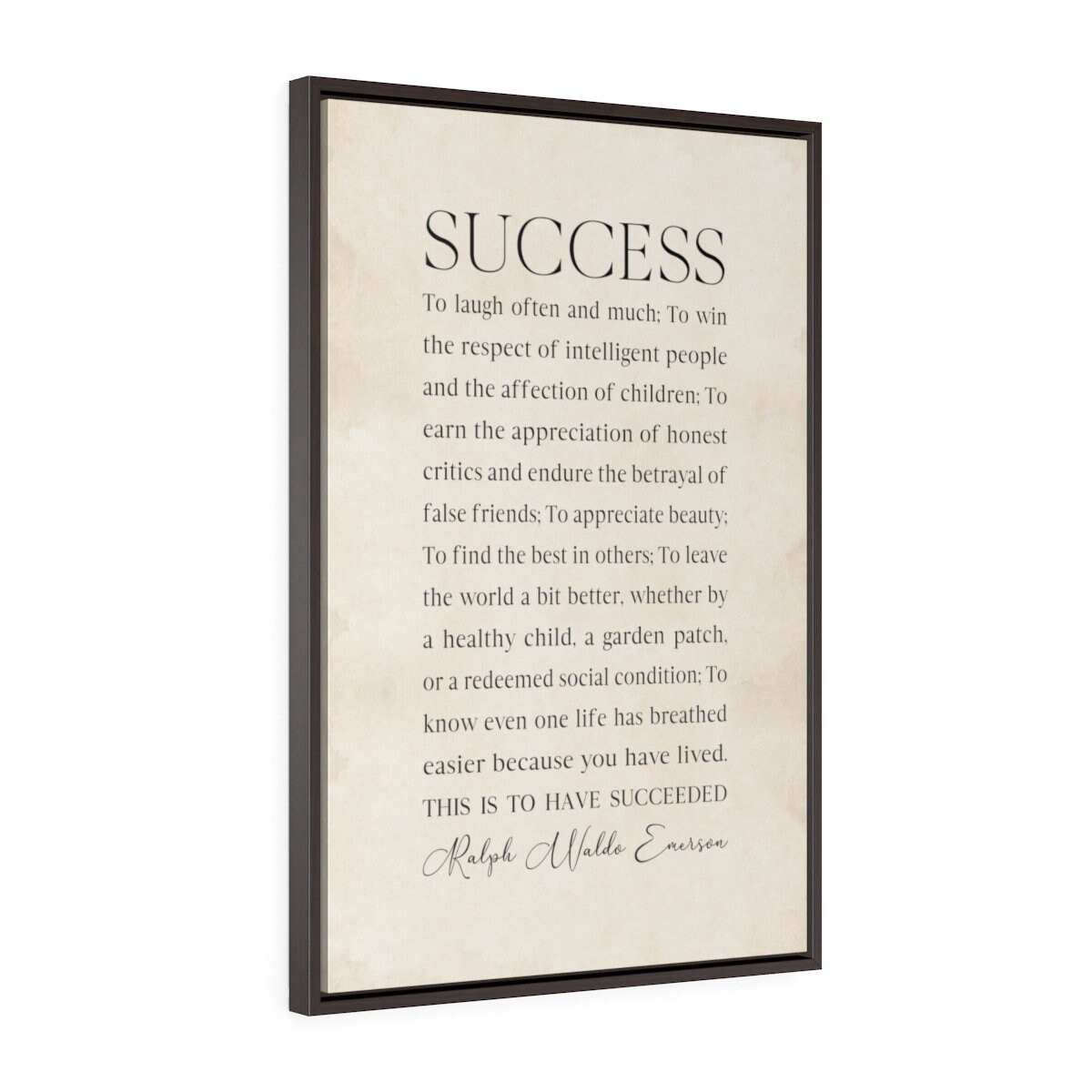 Ralph Waldo Emerson Large Quote Canvas, Success Framed Poem Print ...