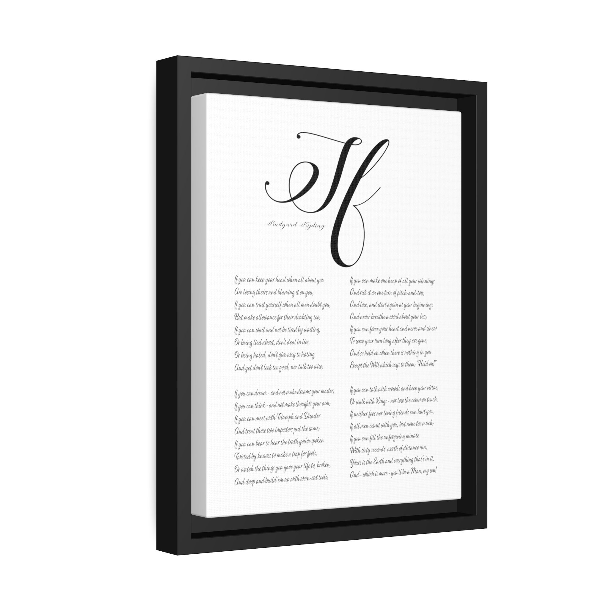 If Poem on Framed Canvas Quote Print by Rudyard Kipling Gift Etsy