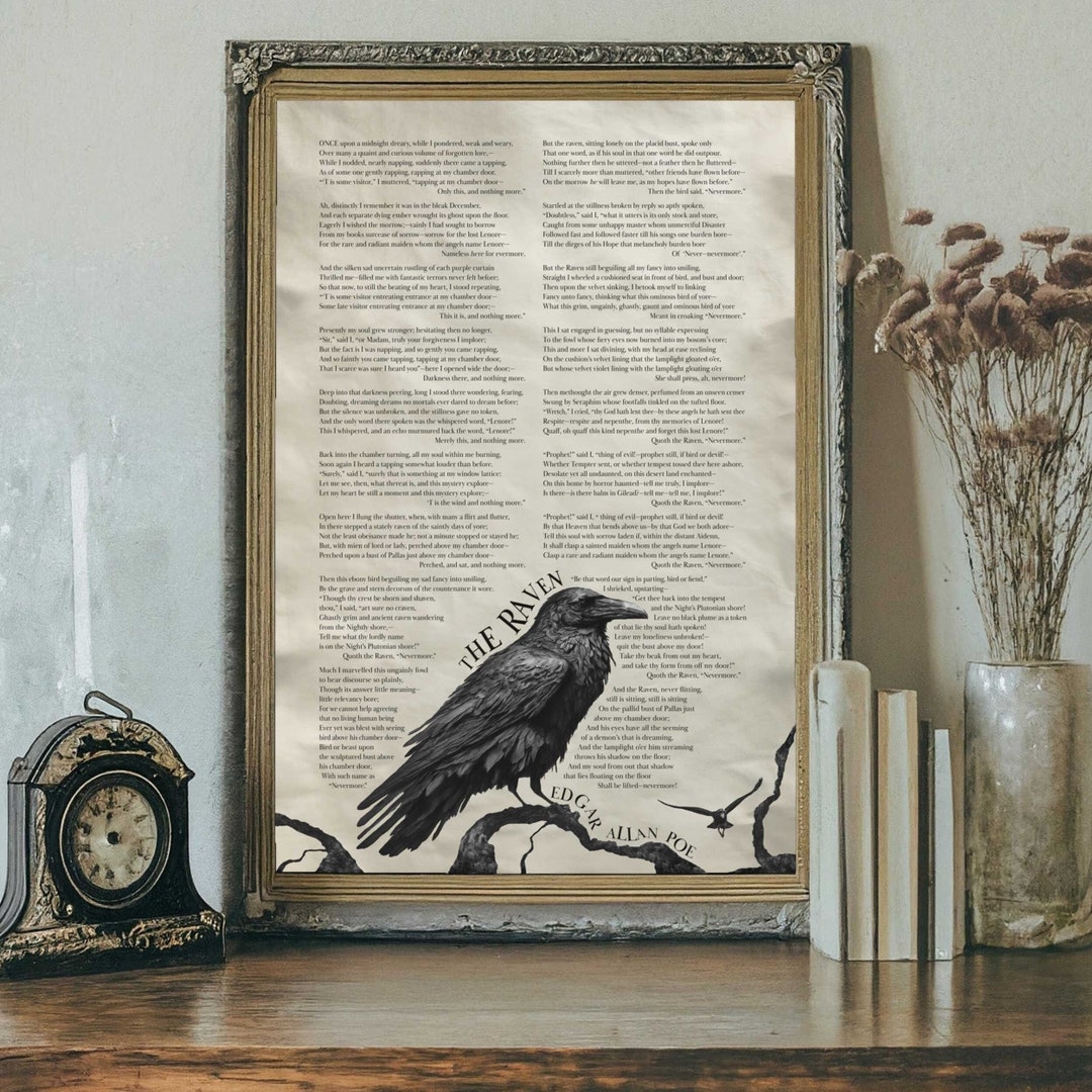 The Raven Poem Print: Edgar Allan Poe Gothic Wall Art (instant Download ...