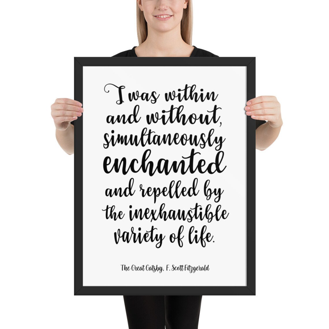 Binnen en zonder ingelijste Grote Gatsby Citaat door F Binnen en zonder ingelijste Grote Gatsby Citaat door F