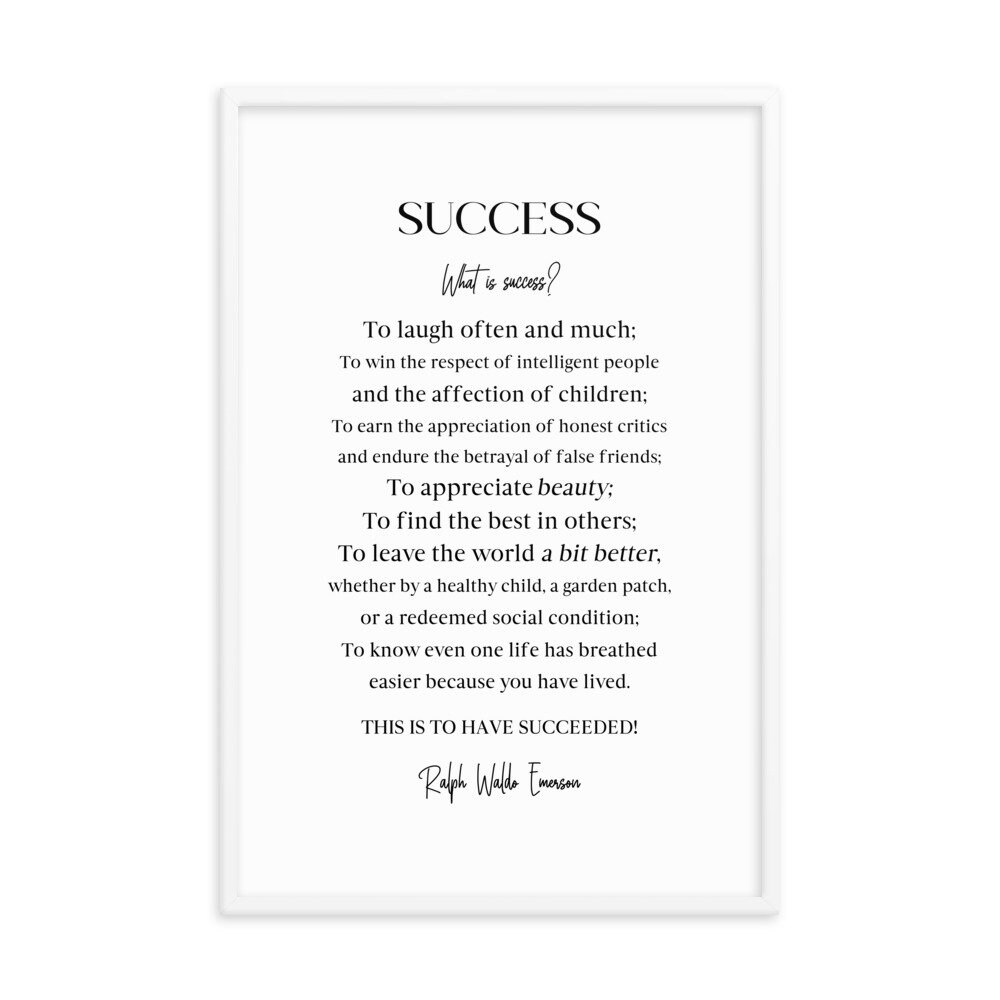 Ralph Waldo Emerson Success Poem Print: Inspirational Literary Art ...