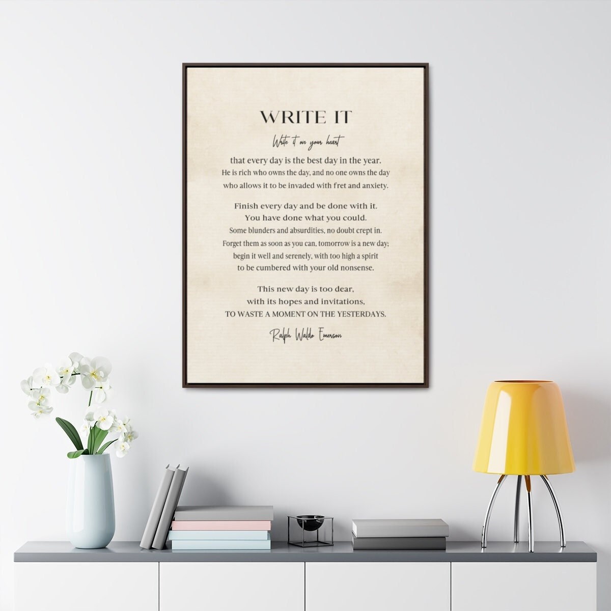 Write It on Your Heart Poem by Ralph Waldo Emerson on Framed Canvas ...