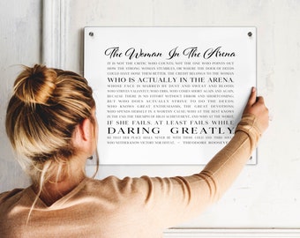 The Woman in the Arena Acrylic Wall Art Panel Daring Greatly Quote Print for Her Graduation Gift Inspirational Home Office Decor for Women