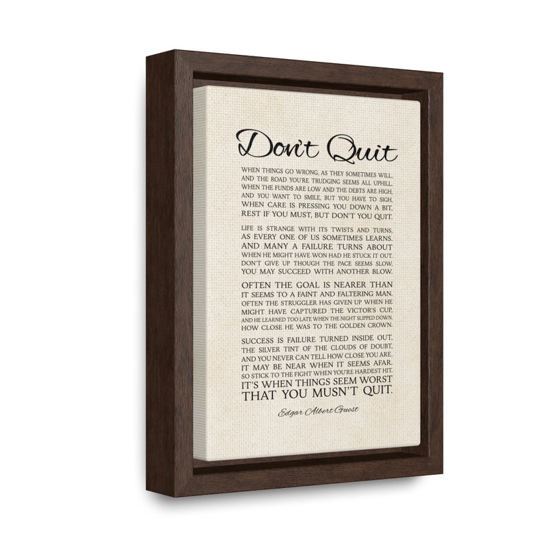 Don't Quit Poem by Edgar Albert Guest -framed Poetry Print, Inspiration ...