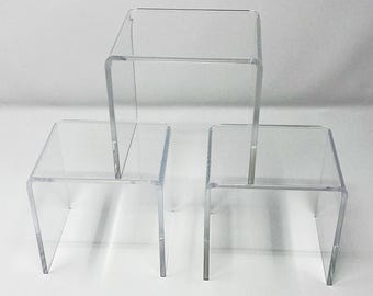 Acrylic Display Risers - Set of 3 - Jewelry, Collectibles, Retail
