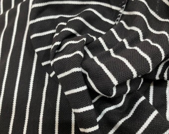 Black & White Striped Cotton Interlock Knit
