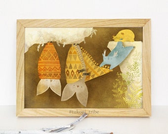 Tukoni Put to Sleep Bats Print: Watercolor Nursery Wall Art