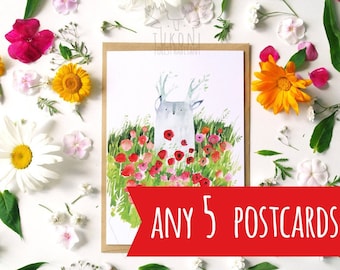 Postcard Set, Any 5, 10 or 20 postcards to choose